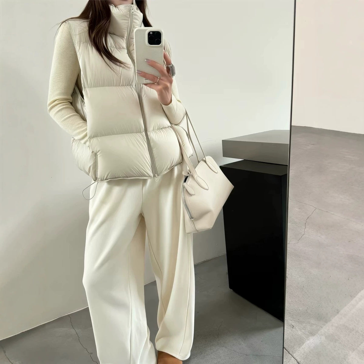 Gilet doudoune femme sans manches col montant