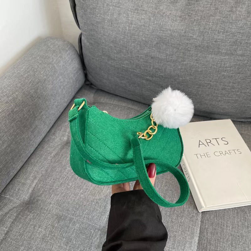 Sac bandoulière femme en feutre vintage - coloris kaki
