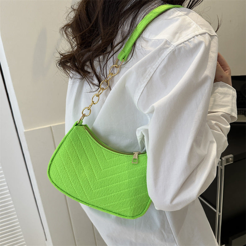 Sac bandoulière femme en feutre vintage - coloris vert clair