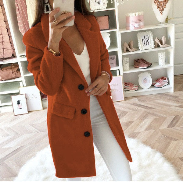 Manteau long en laine femme col officier - vue 7