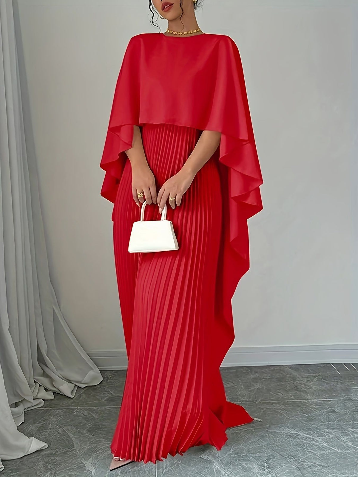 Robe femme ample manches chauve-souris - rouge
