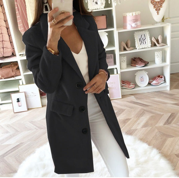 Manteau long en laine femme col officier - vue 9