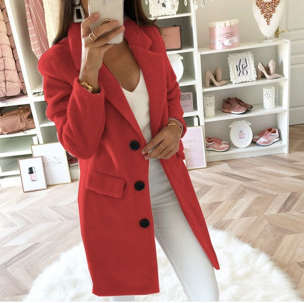 Manteau long en laine femme col officier - vue 10