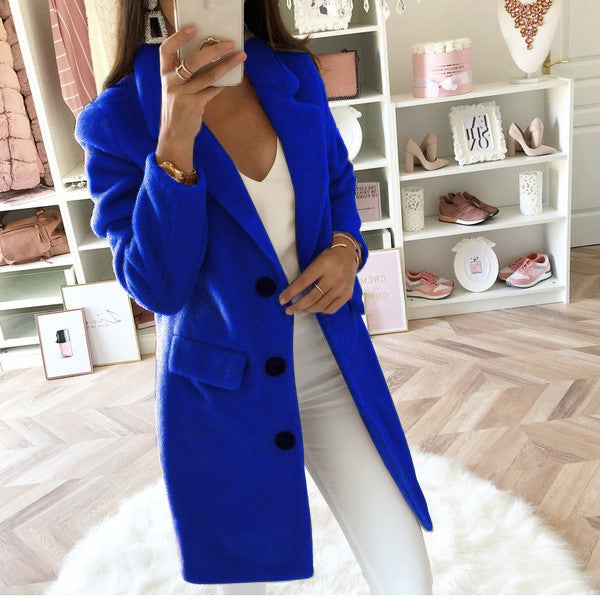 Manteau long en laine femme col officier - vue 3