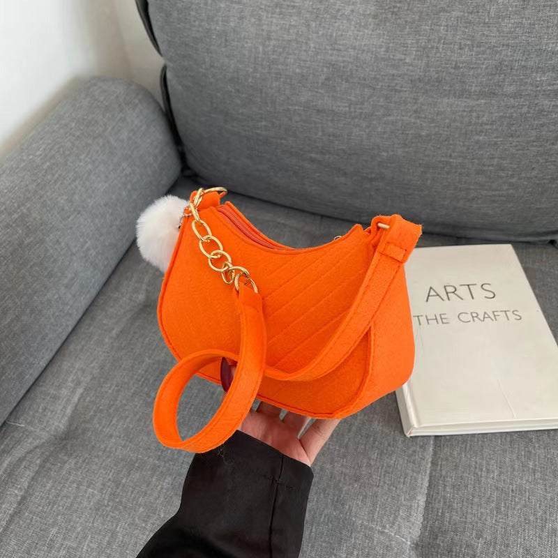 Sac bandoulière femme en feutre vintage - avec ou sans pompon