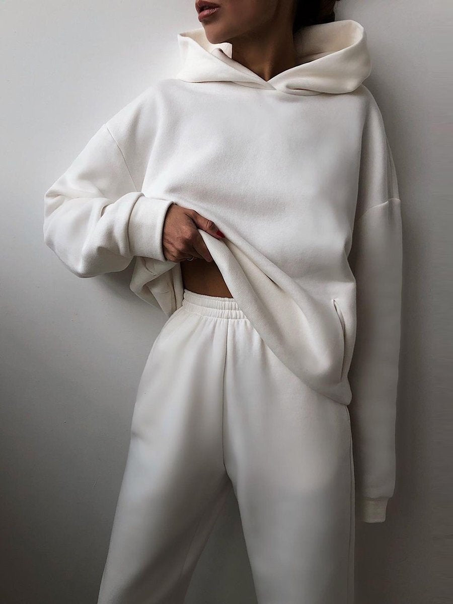 Ensemble jogging sweat à capuche femme - coloris vert foncé