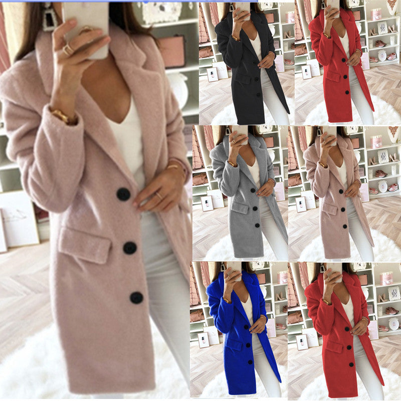 Manteau long en laine femme col officier - vue 2