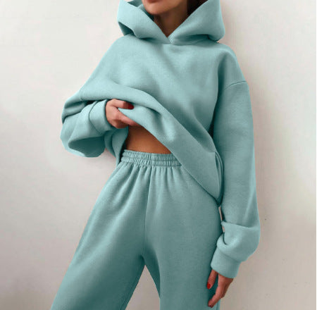 Ensemble jogging sweat à capuche femme - coloris army green