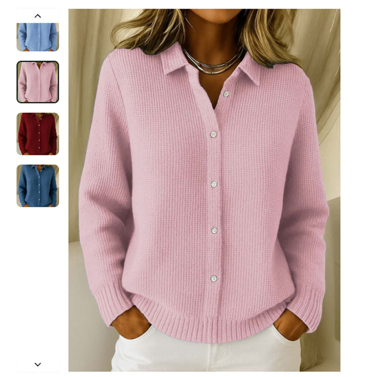 Pull femme col chemisier boutonné en maille - vue 11
