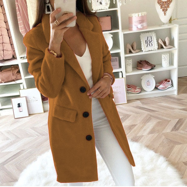 Manteau long en laine femme col officier - vue 8