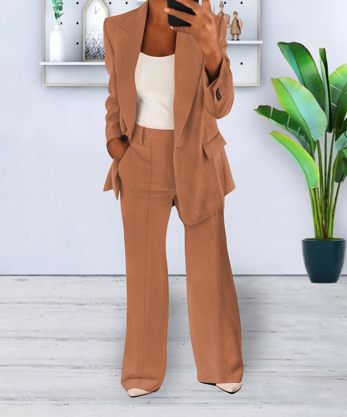 Ensemble blazer pantalon femme élégant - coloris bleu