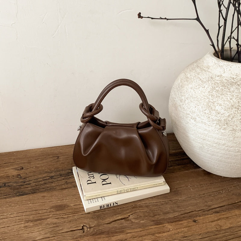 Sac bandoulière femme plissé minimaliste - coloris marron