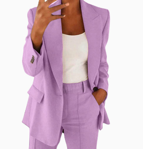 Ensemble blazer pantalon femme élégant - coloris noir