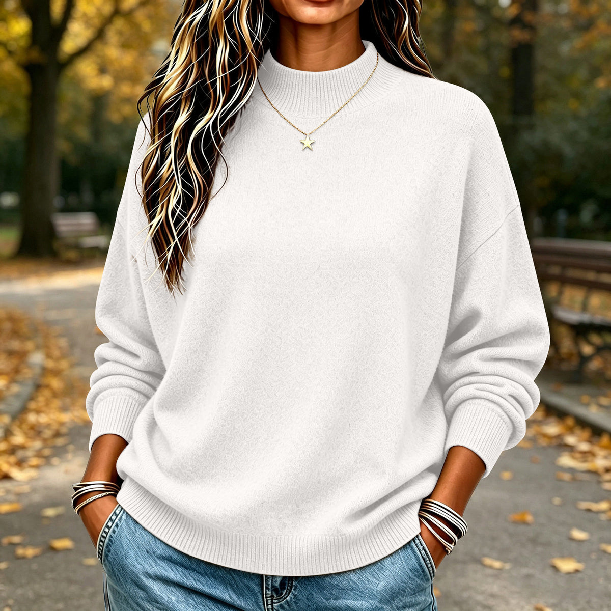 Top femme col montant basique - vue 9