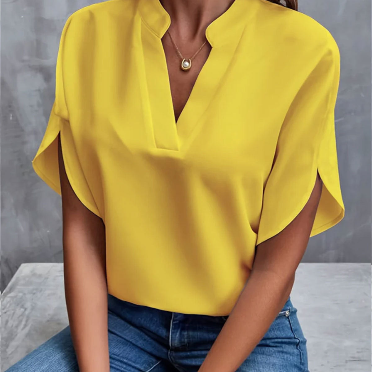 Chemisier femme col V en mousseline - coloris 6
