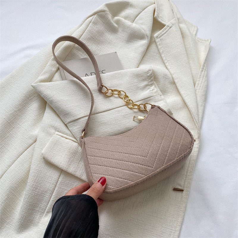 Sac bandoulière femme en feutre vintage - coloris bleu clair