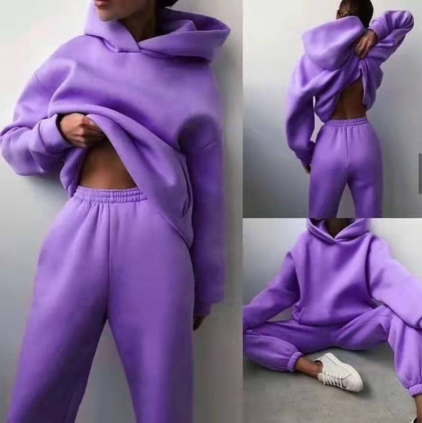 Ensemble jogging sweat à capuche femme - porté complet