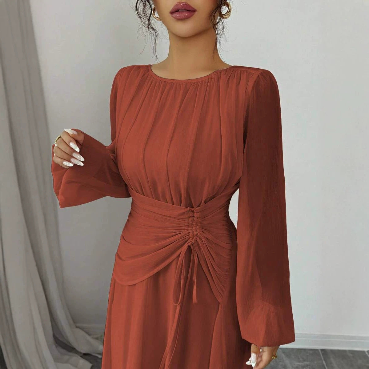 Robe femme manches longues cintrée - vue 9