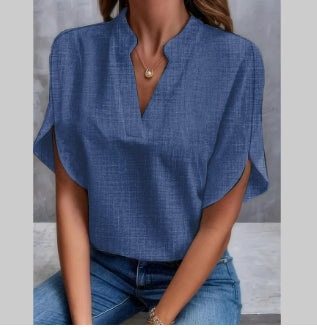 Chemisier femme col V en mousseline - détail 2