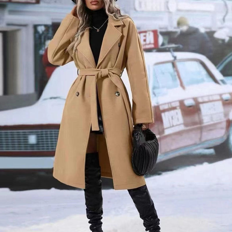 Trench long femme croisé ceinturé - toutes les couleurs