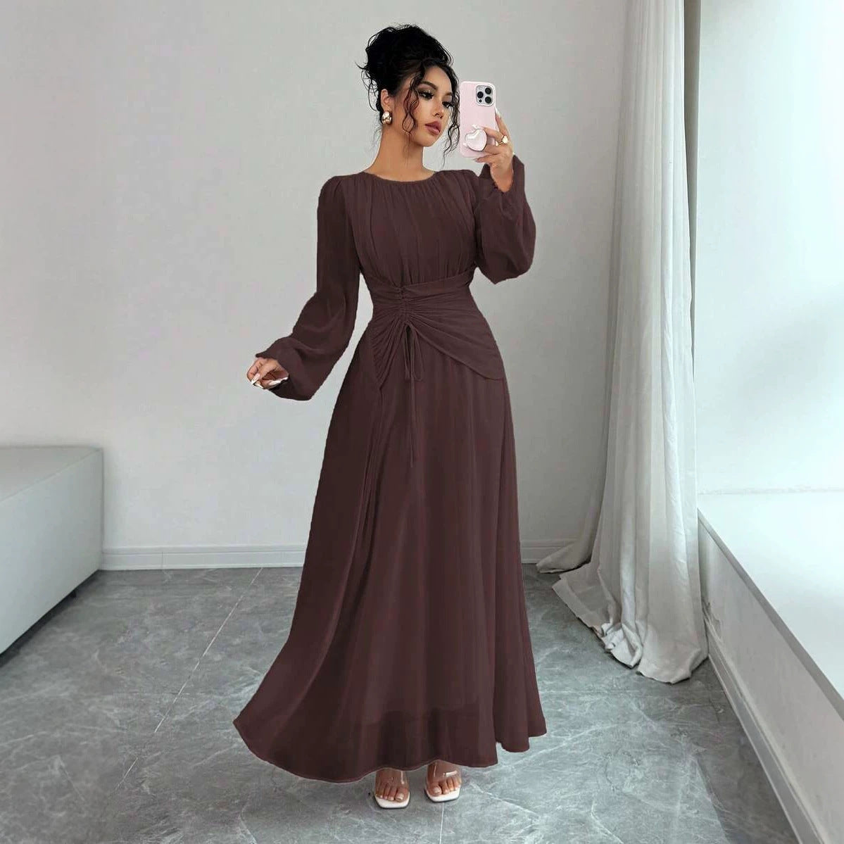 Robe femme manches longues cintrée - vue 1