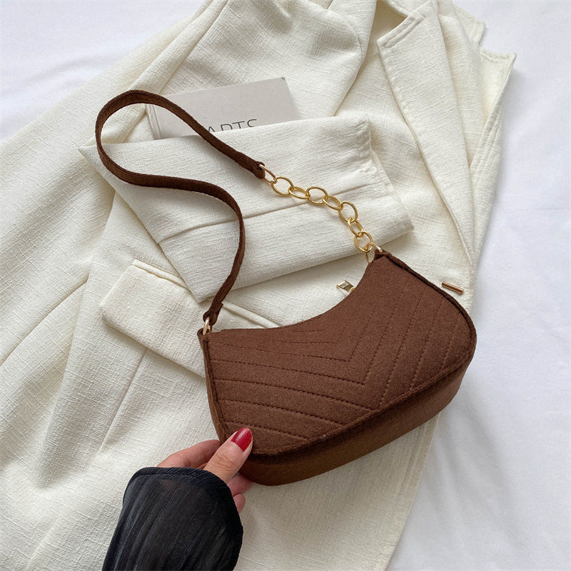 Sac bandoulière femme en feutre vintage - coloris violet
