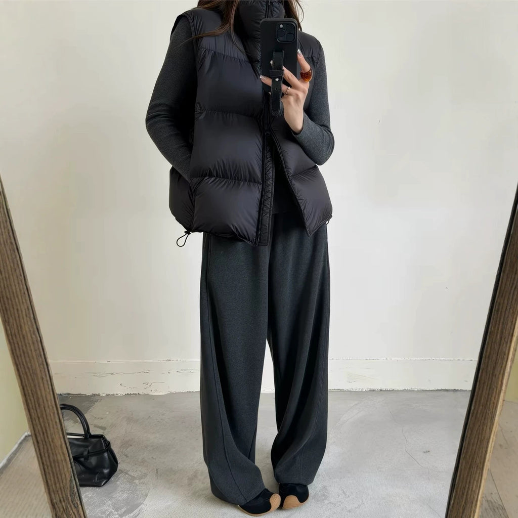 Gilet doudoune femme sans manches col montant