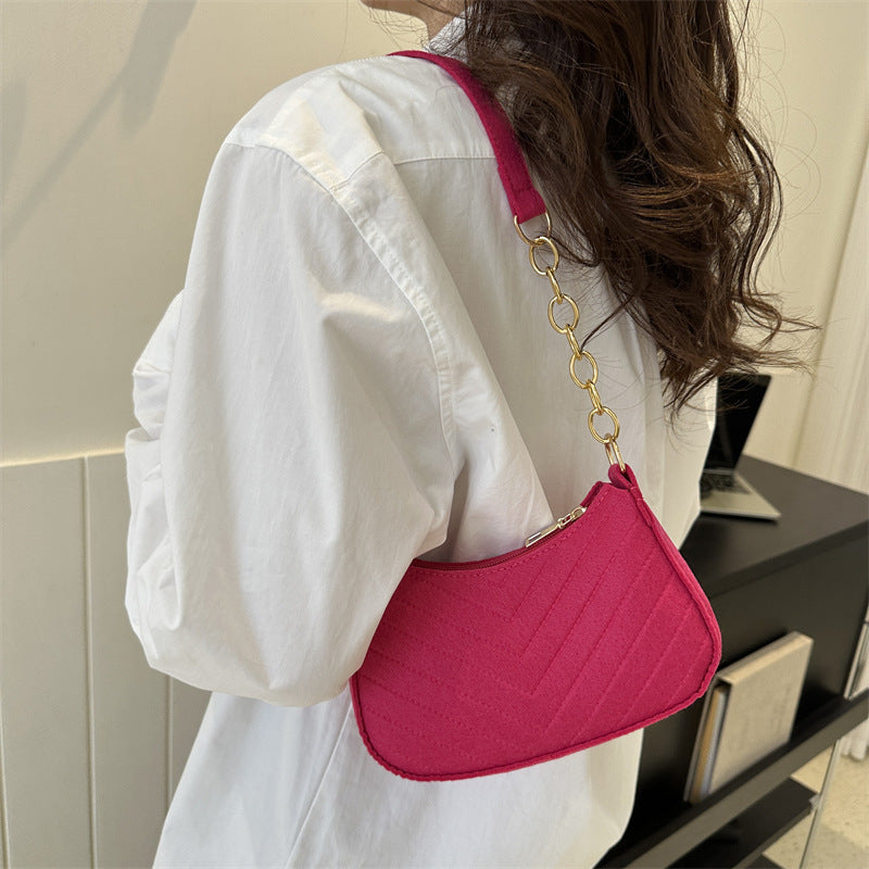 Sac bandoulière femme en feutre vintage - coloris noir