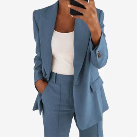Ensemble blazer pantalon femme élégant - coloris gris