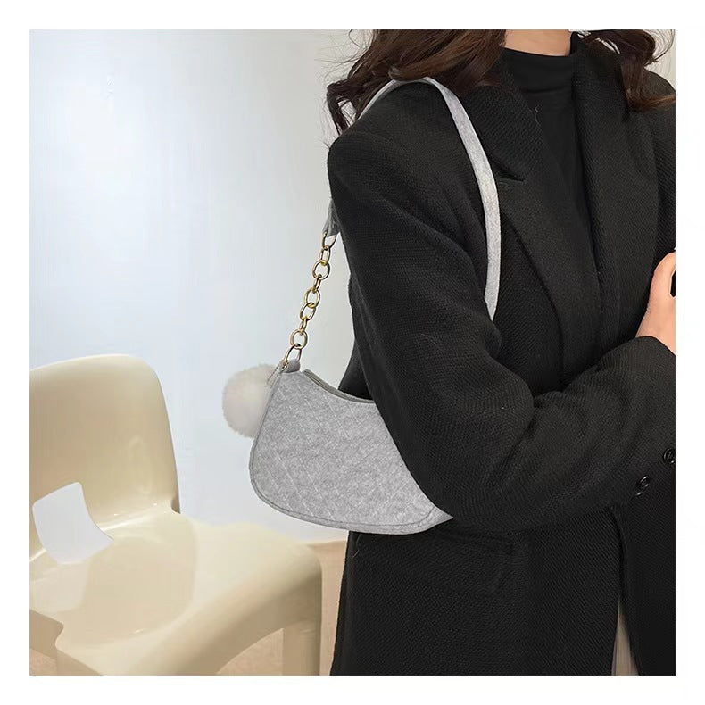Sac bandoulière femme en feutre vintage - coloris bleu