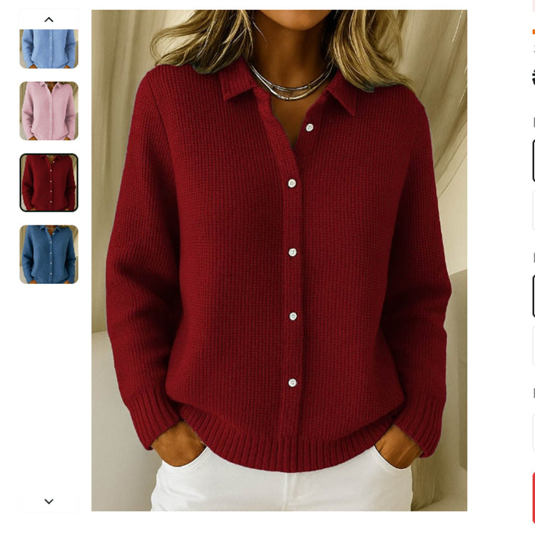 Pull femme col chemisier boutonné en maille - vue 7